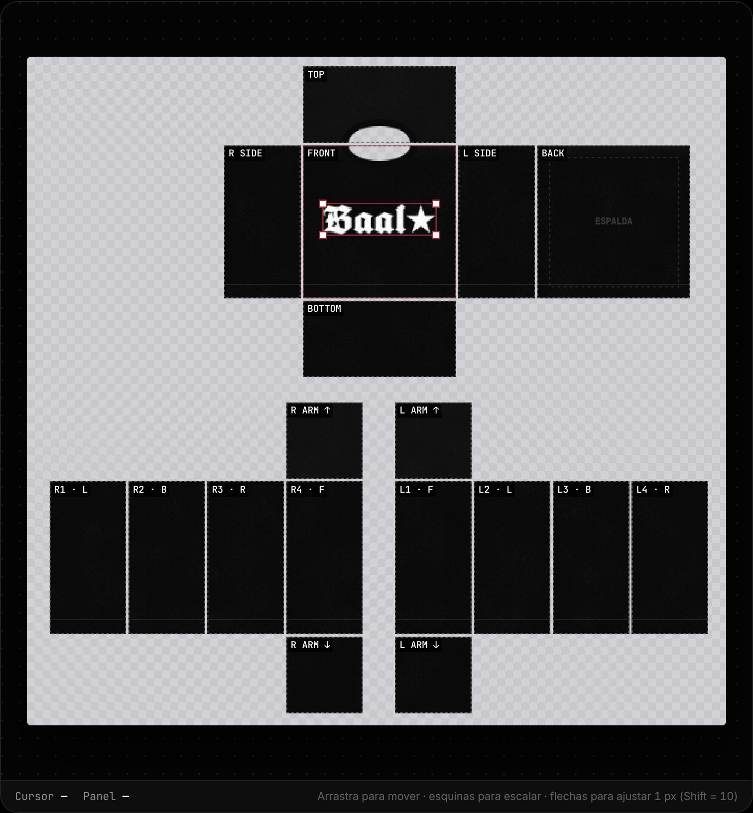 Plantilla de camiseta clásica de Roblox lista para exportar